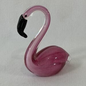 Pink Flamingo Murano Style Art Glass 6.5” Tall Figurine Paperweight Collectible